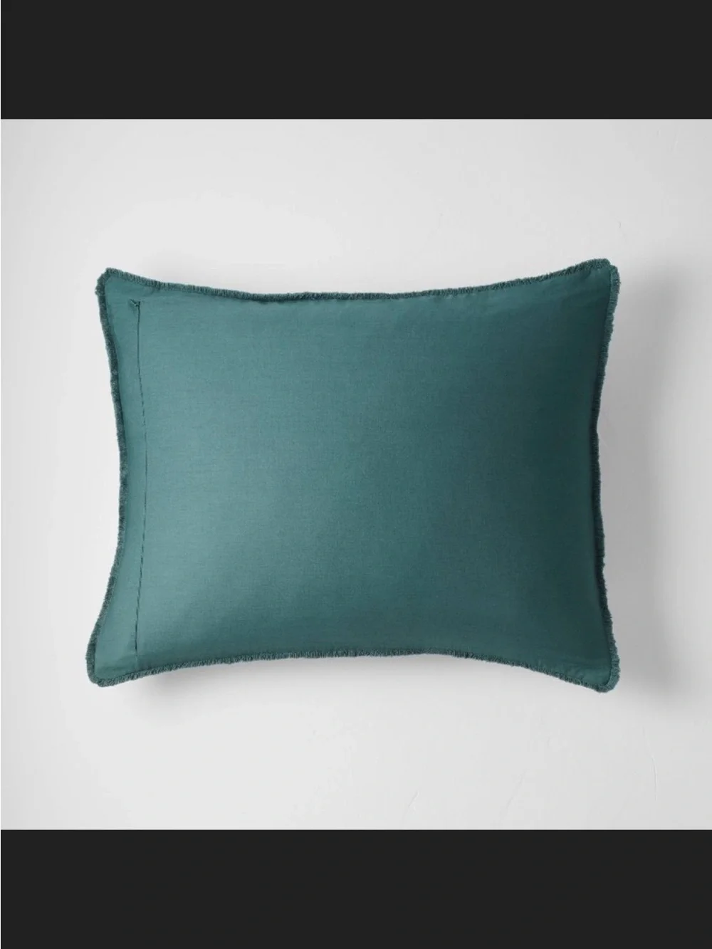 Reversible King Textured Chambray Cotton Pillow Sham Dark Teal Blue - Casaluna